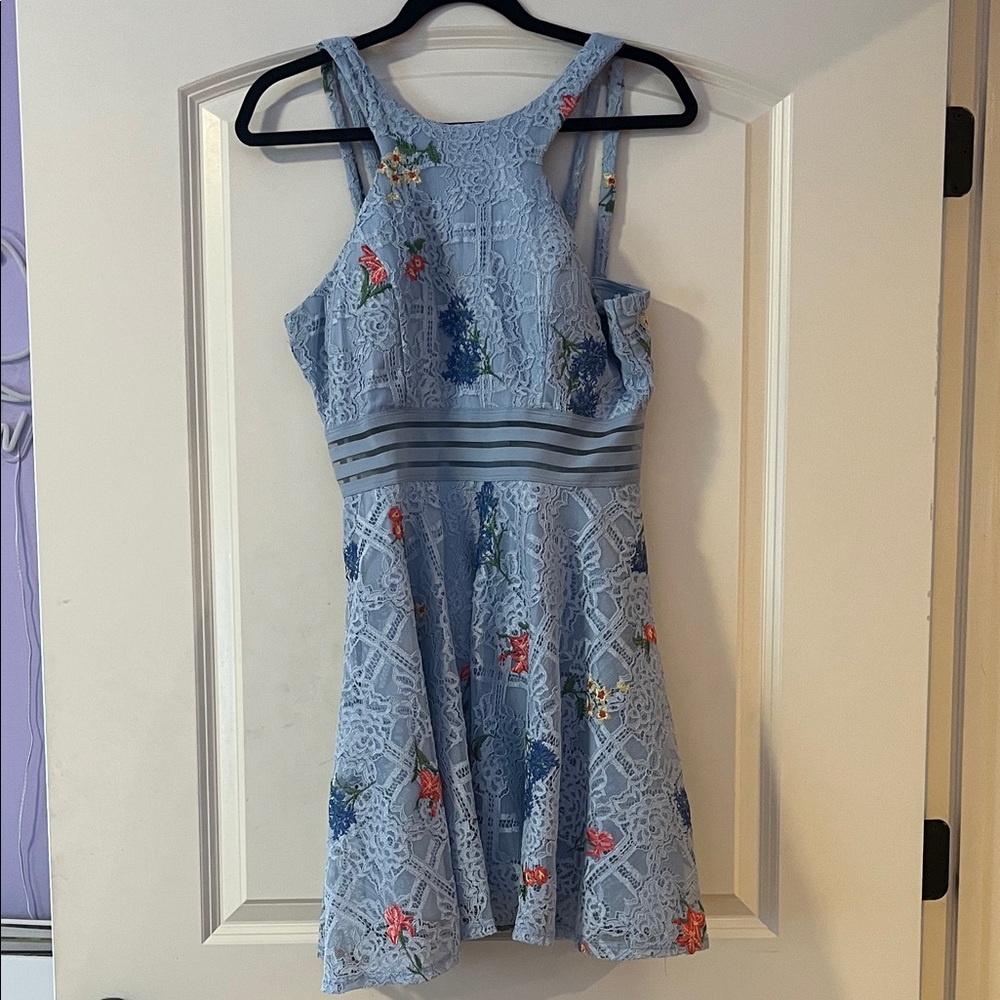 City Studio Light Blue Lace Dress